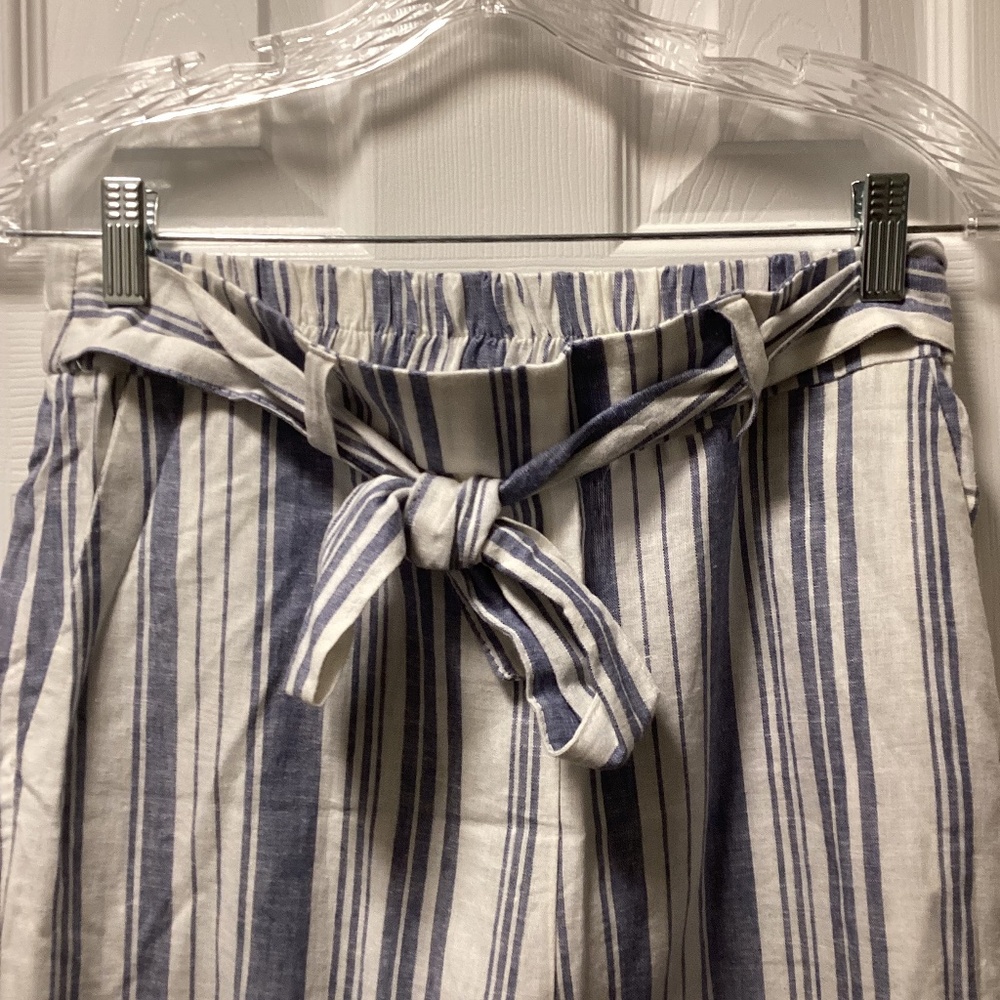 striped linen blend pants